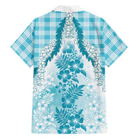Aloha Hawaii Palaka Family Matching Mermaid Dress and Hawaiian Shirt Blue Plumeria Lei LT05 - Polynesian Pride