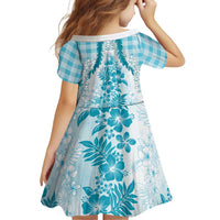Aloha Hawaii Palaka Family Matching Summer Maxi Dress and Hawaiian Shirt Blue Plumeria Lei LT05 - Polynesian Pride