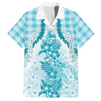Aloha Hawaii Palaka Hawaiian Shirt Blue Plumeria Lei - Polynesian Pride
