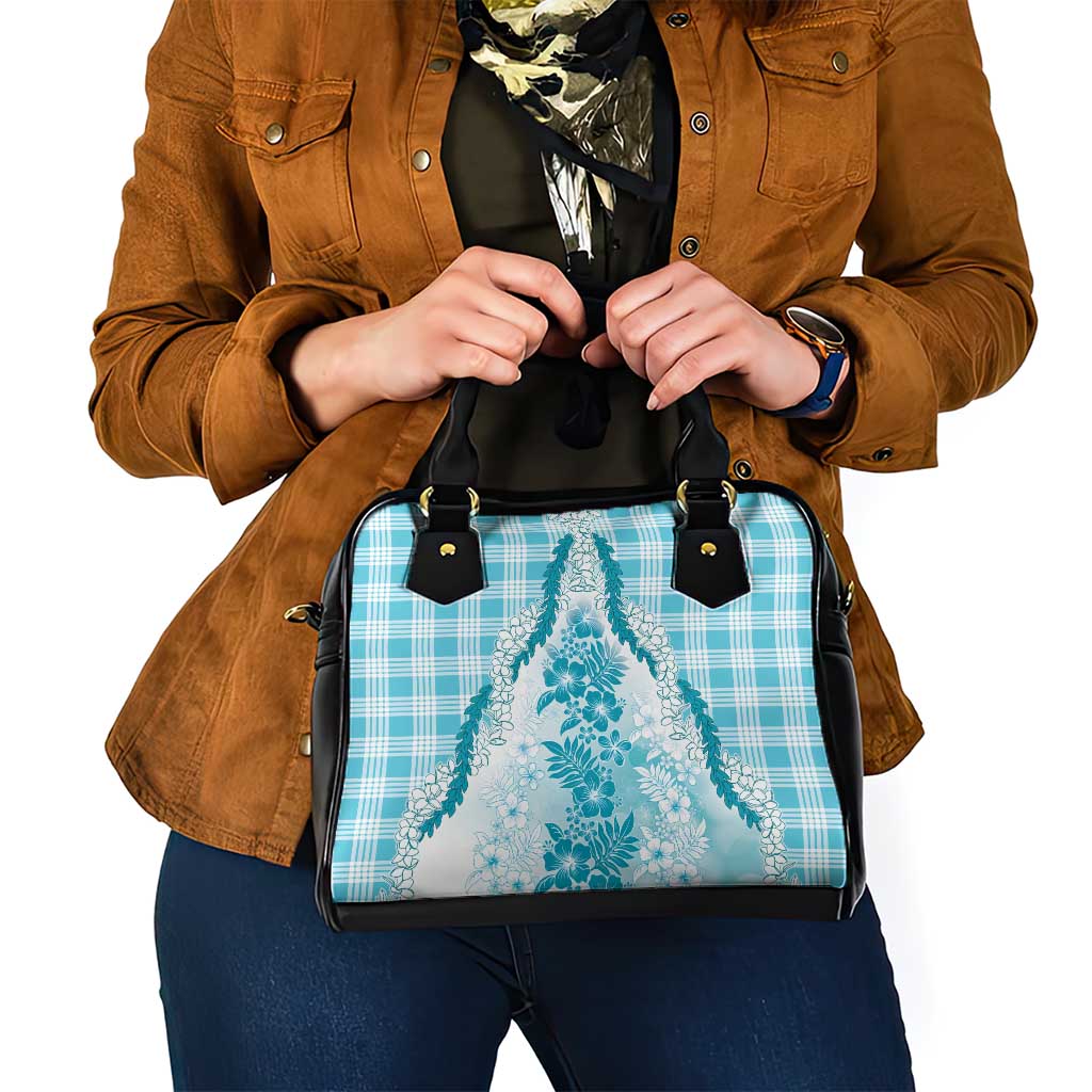 Aloha Hawaii Palaka Shoulder Handbag Blue Plumeria Lei - Polynesian Pride
