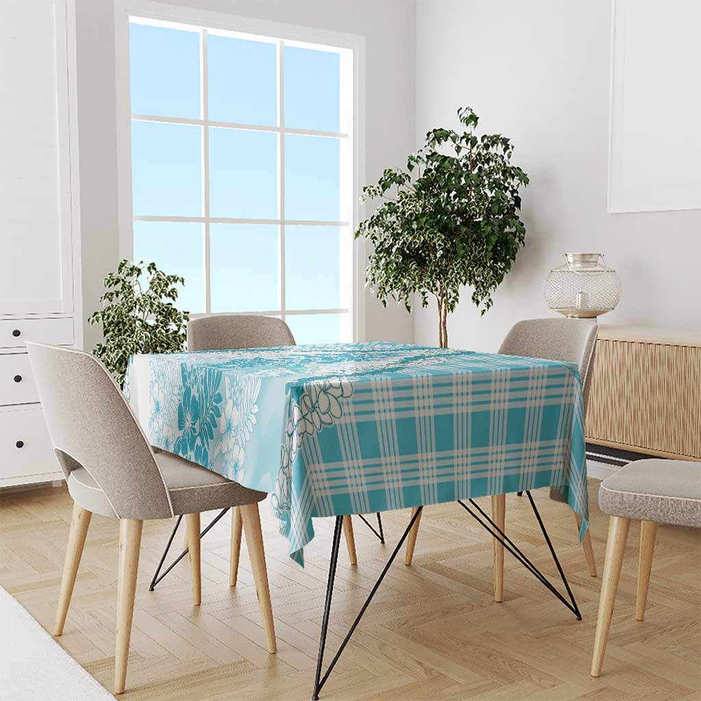 Aloha Hawaii Palaka Tablecloth Blue Plumeria Lei - Polynesian Pride