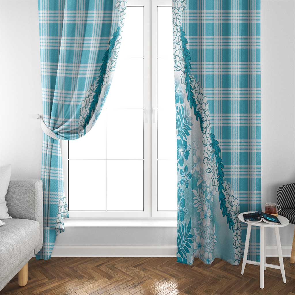 Aloha Hawaii Palaka Window Curtain Blue Plumeria Lei - Polynesian Pride
