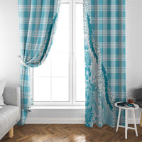 Aloha Hawaii Palaka Window Curtain Blue Plumeria Lei - Polynesian Pride