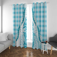 Aloha Hawaii Palaka Window Curtain Blue Plumeria Lei - Polynesian Pride