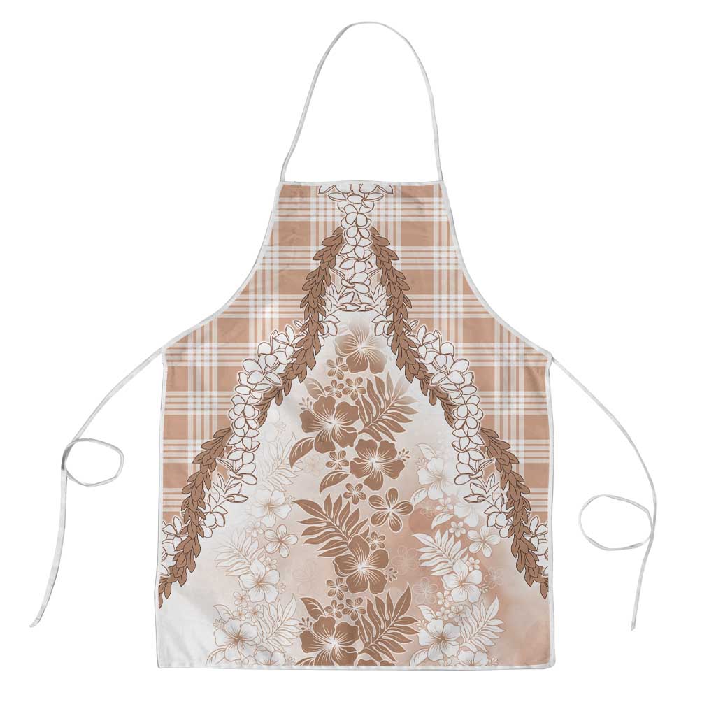 Aloha Hawaii Palaka Apron Beige Plumeria Lei - Polynesian Pride