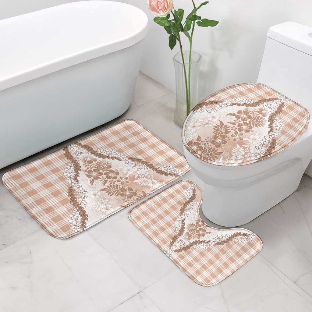 Aloha Hawaii Palaka Bathroom Set Beige Plumeria Lei - Polynesian Pride