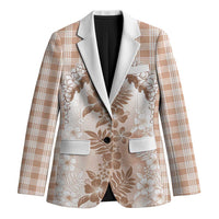 Aloha Hawaii Palaka Blazer Beige Plumeria Lei - Polynesian Pride