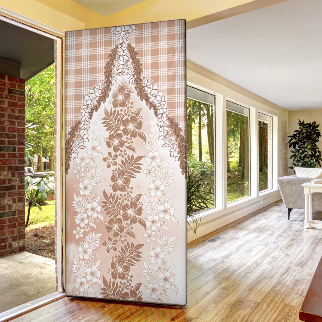 Aloha Hawaii Palaka Door Cover Beige Plumeria Lei - Polynesian Pride