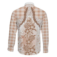 Aloha Hawaii Palaka Family Matching Summer Maxi Dress and Hawaiian Shirt Beige Plumeria Lei LT05 - Polynesian Pride