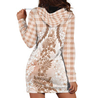 Aloha Hawaii Palaka Hoodie Dress Beige Plumeria Lei - Polynesian Pride