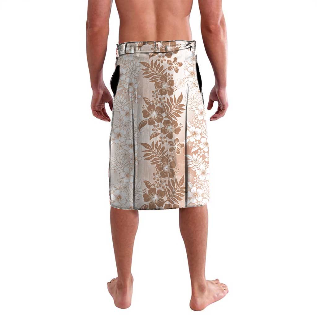 Aloha Hawaii Palaka Lavalava Beige Plumeria Lei - Polynesian Pride