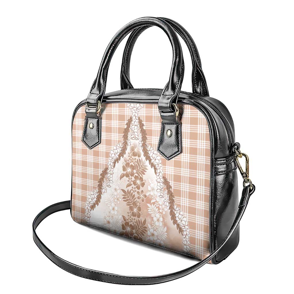 Aloha Hawaii Palaka Shoulder Handbag Beige Plumeria Lei - Polynesian Pride