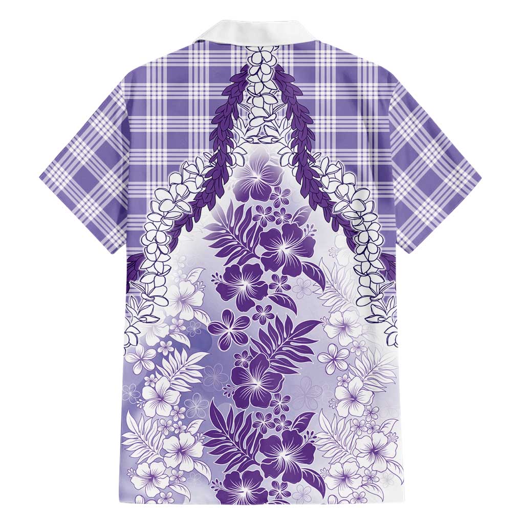 Aloha Hawaii Palaka Family Matching Mermaid Dress and Hawaiian Shirt Purple Plumeria Lei LT05 - Polynesian Pride