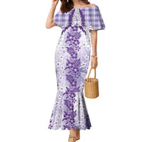 Aloha Hawaii Palaka Family Matching Mermaid Dress and Hawaiian Shirt Purple Plumeria Lei LT05 Mom's Dress Purple - Polynesian Pride