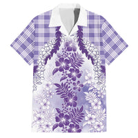 Aloha Hawaii Palaka Family Matching Summer Maxi Dress and Hawaiian Shirt Purple Plumeria Lei LT05 Dad's Shirt - Short Sleeve Purple - Polynesian Pride