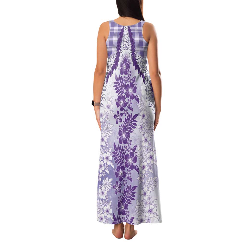 Aloha Hawaii Palaka Family Matching Tank Maxi Dress and Hawaiian Shirt Purple Plumeria Lei LT05 - Polynesian Pride