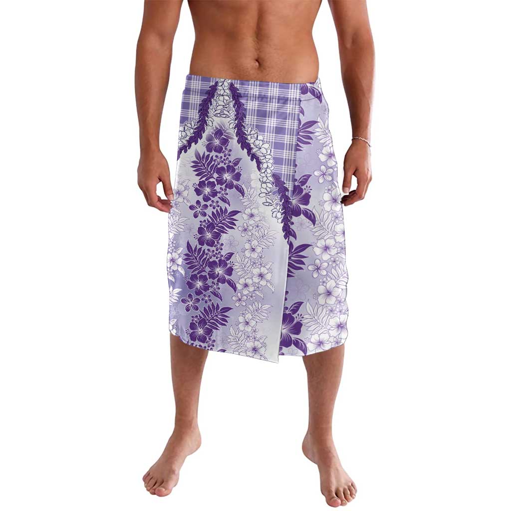 Aloha Hawaii Palaka Lavalava Purple Plumeria Lei - Polynesian Pride