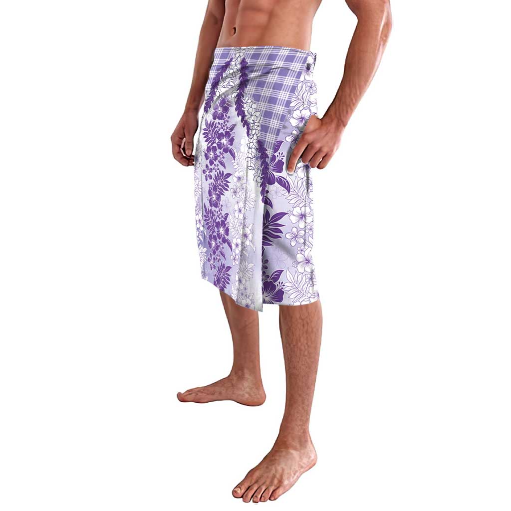 Aloha Hawaii Palaka Lavalava Purple Plumeria Lei - Polynesian Pride