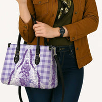Aloha Hawaii Palaka Leather Bag Purple Plumeria Lei - Polynesian Pride