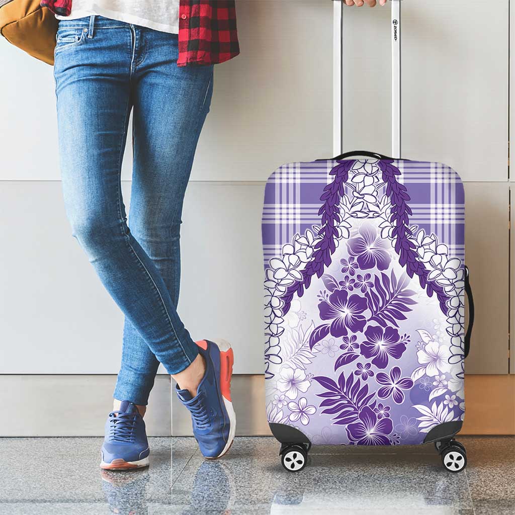 Aloha Hawaii Palaka Luggage Cover Purple Plumeria Lei LT05 - Polynesian Pride