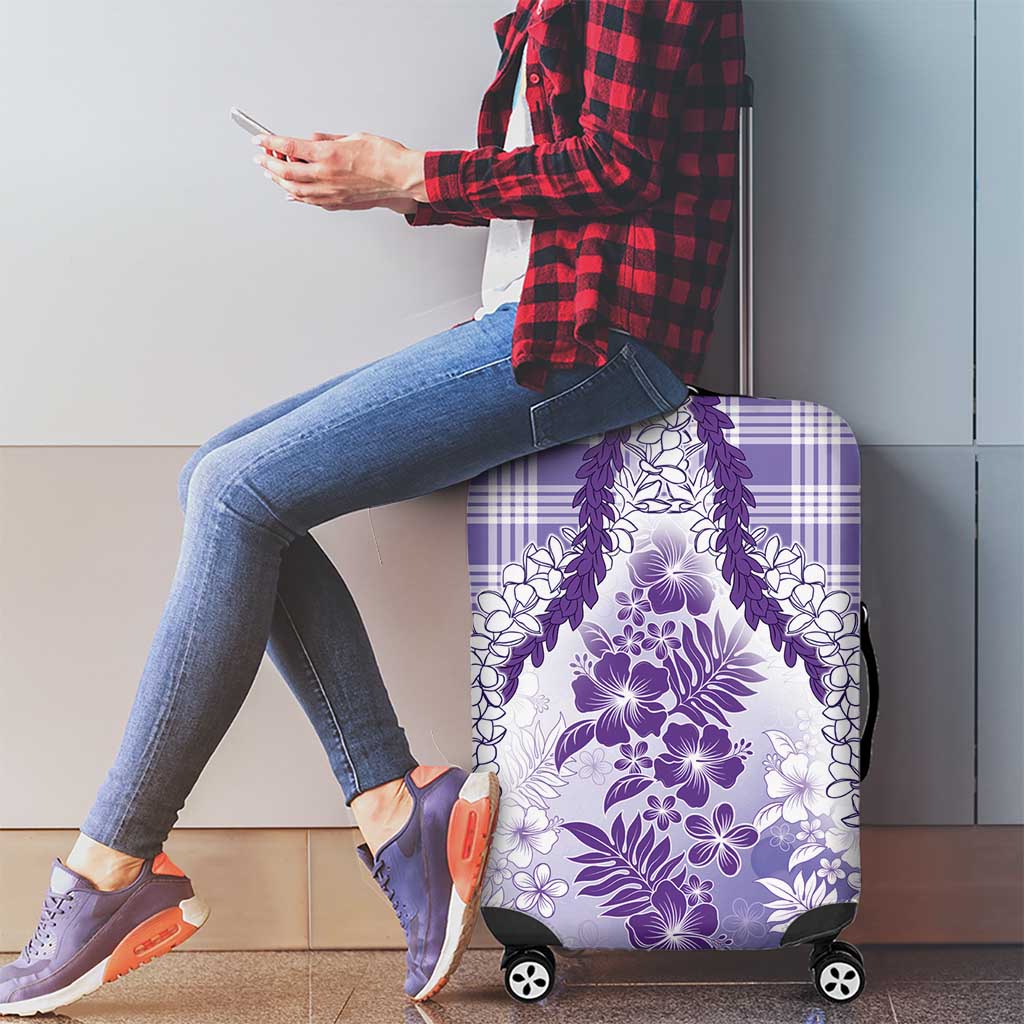 Aloha Hawaii Palaka Luggage Cover Purple Plumeria Lei LT05 - Polynesian Pride