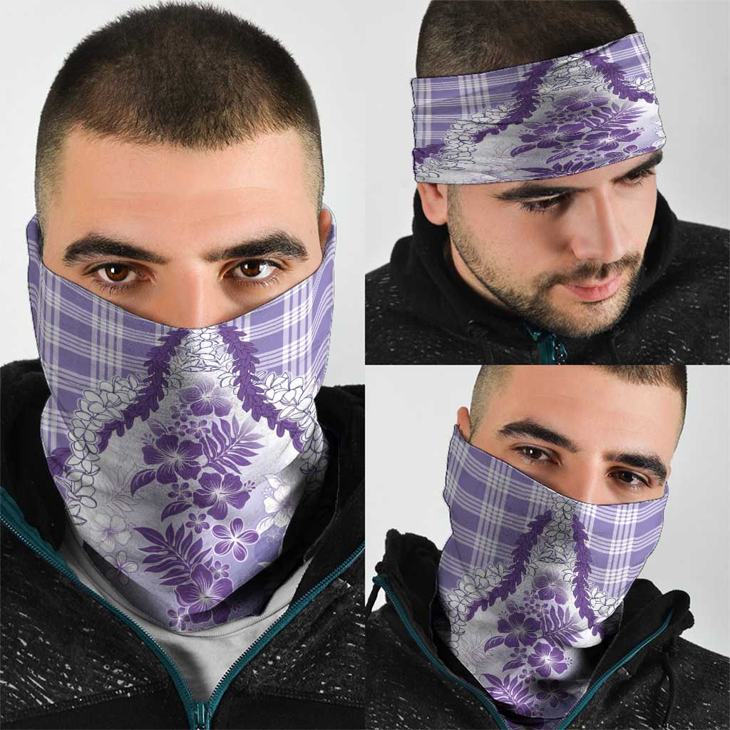 Aloha Hawaii Palaka Neck Gaiter Purple Plumeria Lei - Polynesian Pride