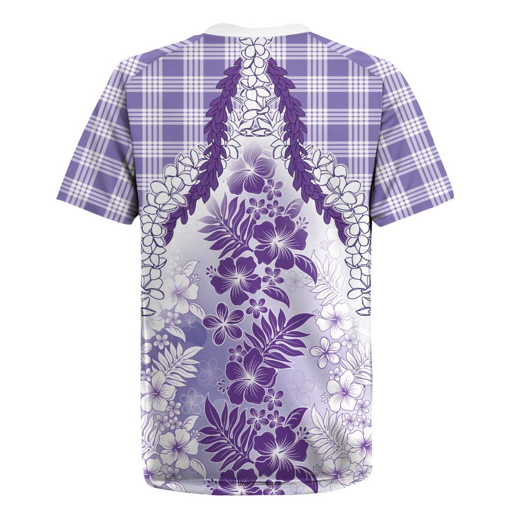 Aloha Hawaii Palaka Rugby Jersey Purple Plumeria Lei - Polynesian Pride
