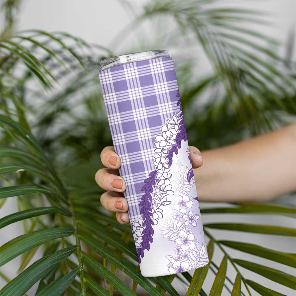 Aloha Hawaii Palaka Skinny Tumbler Purple Plumeria Lei - Polynesian Pride