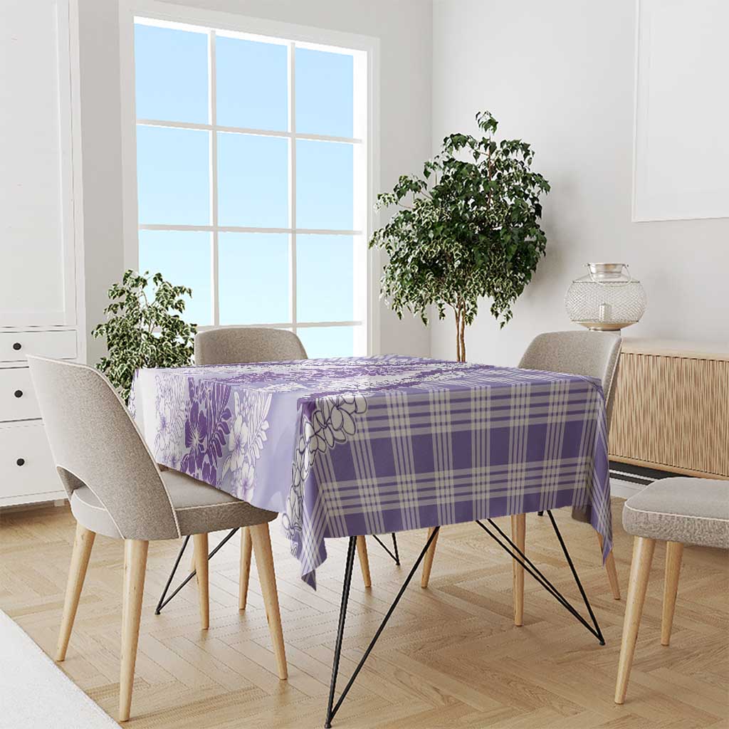 Aloha Hawaii Palaka Tablecloth Purple Plumeria Lei - Polynesian Pride