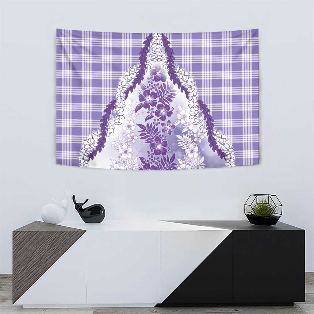 Aloha Hawaii Palaka Tapestry Purple Plumeria Lei - Polynesian Pride