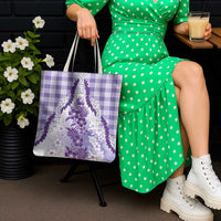 Aloha Hawaii Palaka Tote Bag Purple Plumeria Lei - Polynesian Pride