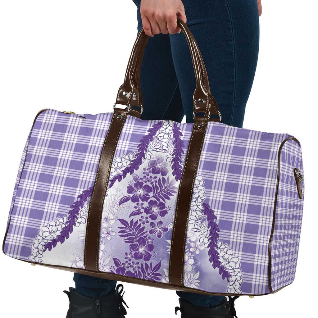 Aloha Hawaii Palaka Travel Bag Purple Plumeria Lei - Polynesian Pride