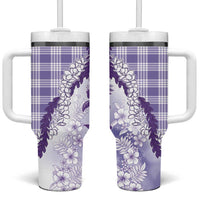 Aloha Hawaii Palaka Tumbler With Handle Purple Plumeria Lei LT05 One Size: 40 oz Purple - Polynesian Pride