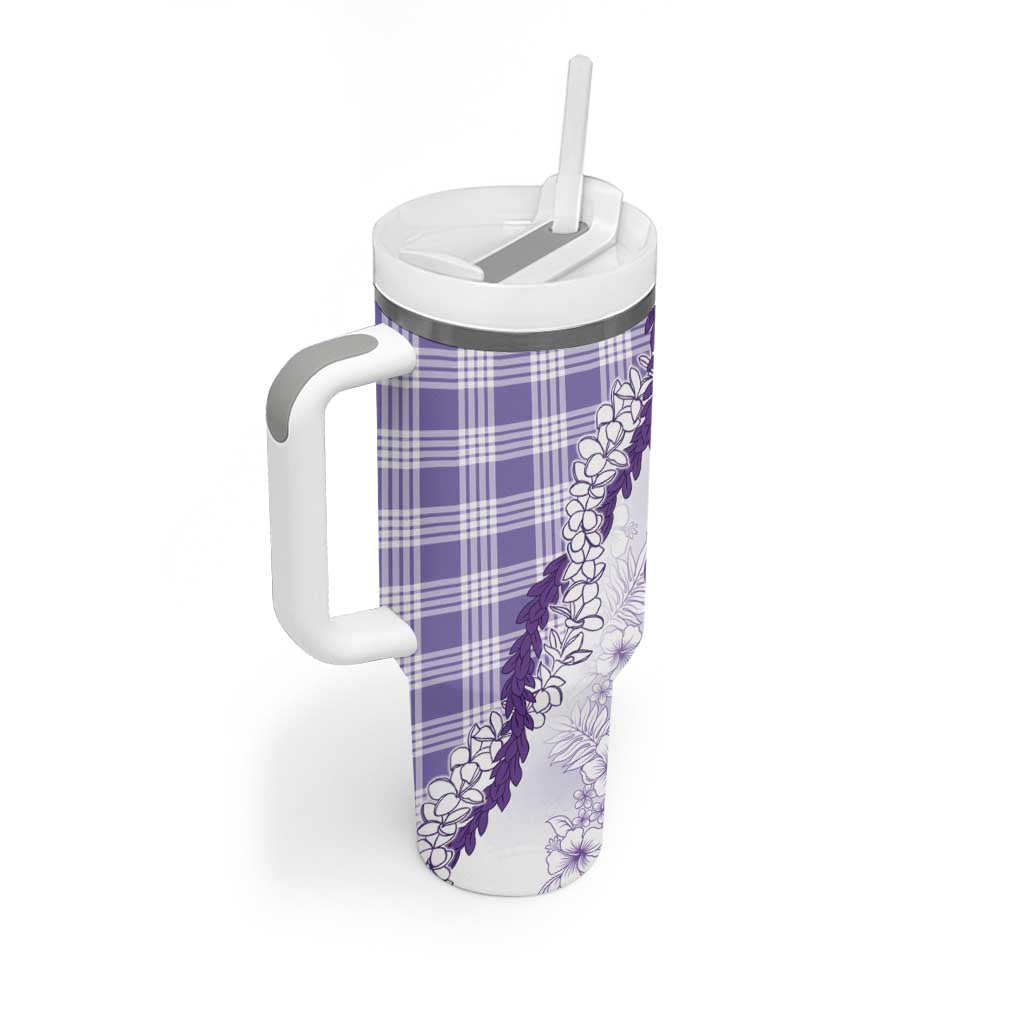 Aloha Hawaii Palaka Tumbler With Handle Purple Plumeria Lei LT05 - Polynesian Pride