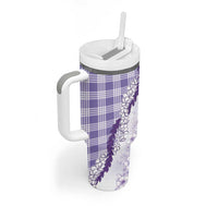 Aloha Hawaii Palaka Tumbler With Handle Purple Plumeria Lei LT05 - Polynesian Pride