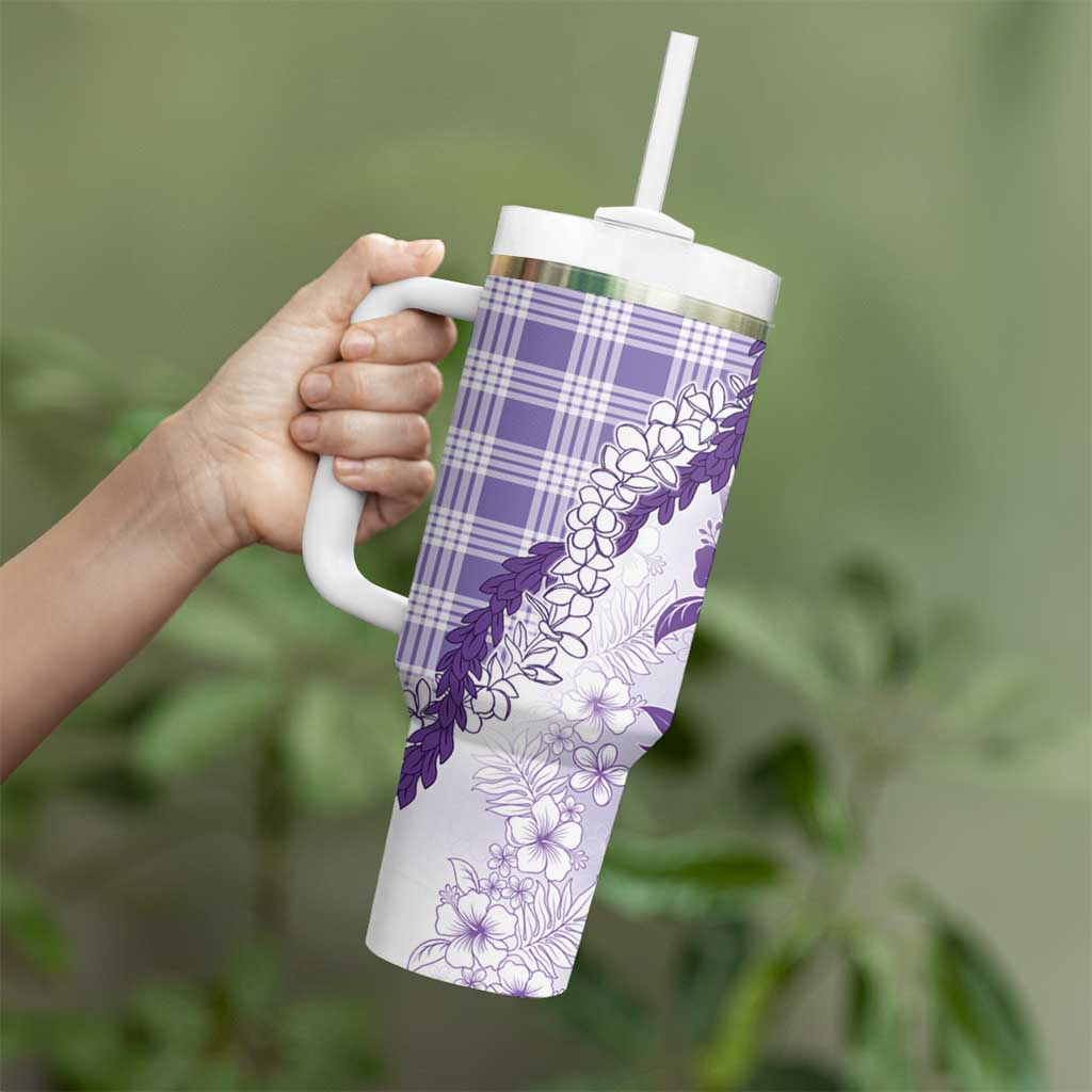 Aloha Hawaii Palaka Tumbler With Handle Purple Plumeria Lei LT05 - Polynesian Pride