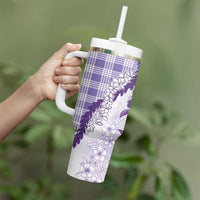 Aloha Hawaii Palaka Tumbler With Handle Purple Plumeria Lei LT05 - Polynesian Pride