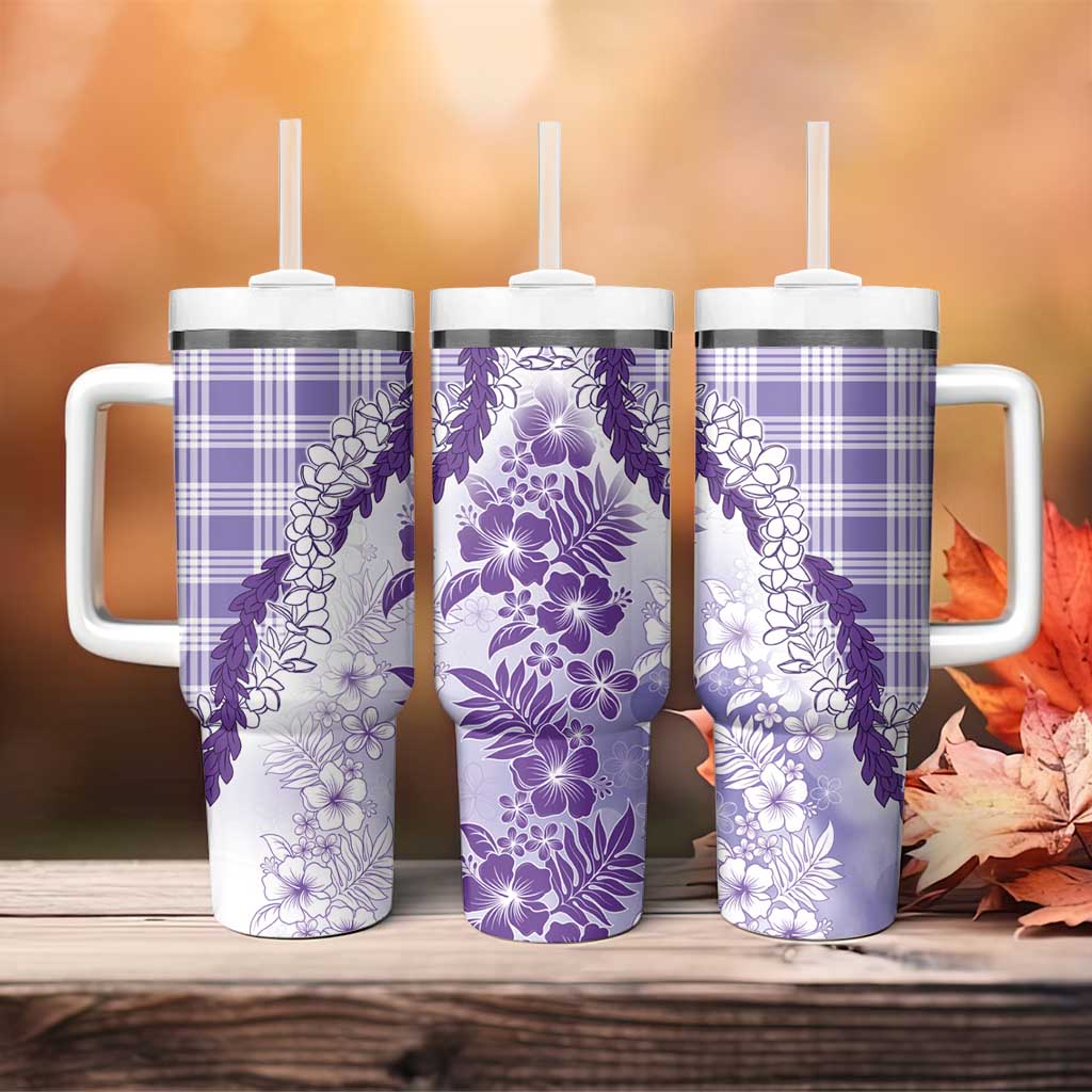 Aloha Hawaii Palaka Tumbler With Handle Purple Plumeria Lei LT05 - Polynesian Pride