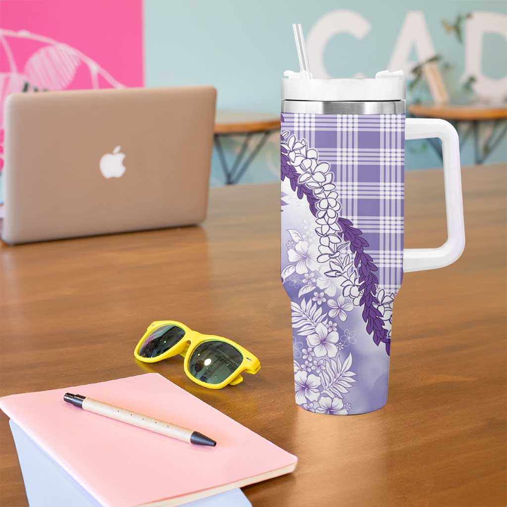 Aloha Hawaii Palaka Tumbler With Handle Purple Plumeria Lei LT05 - Polynesian Pride