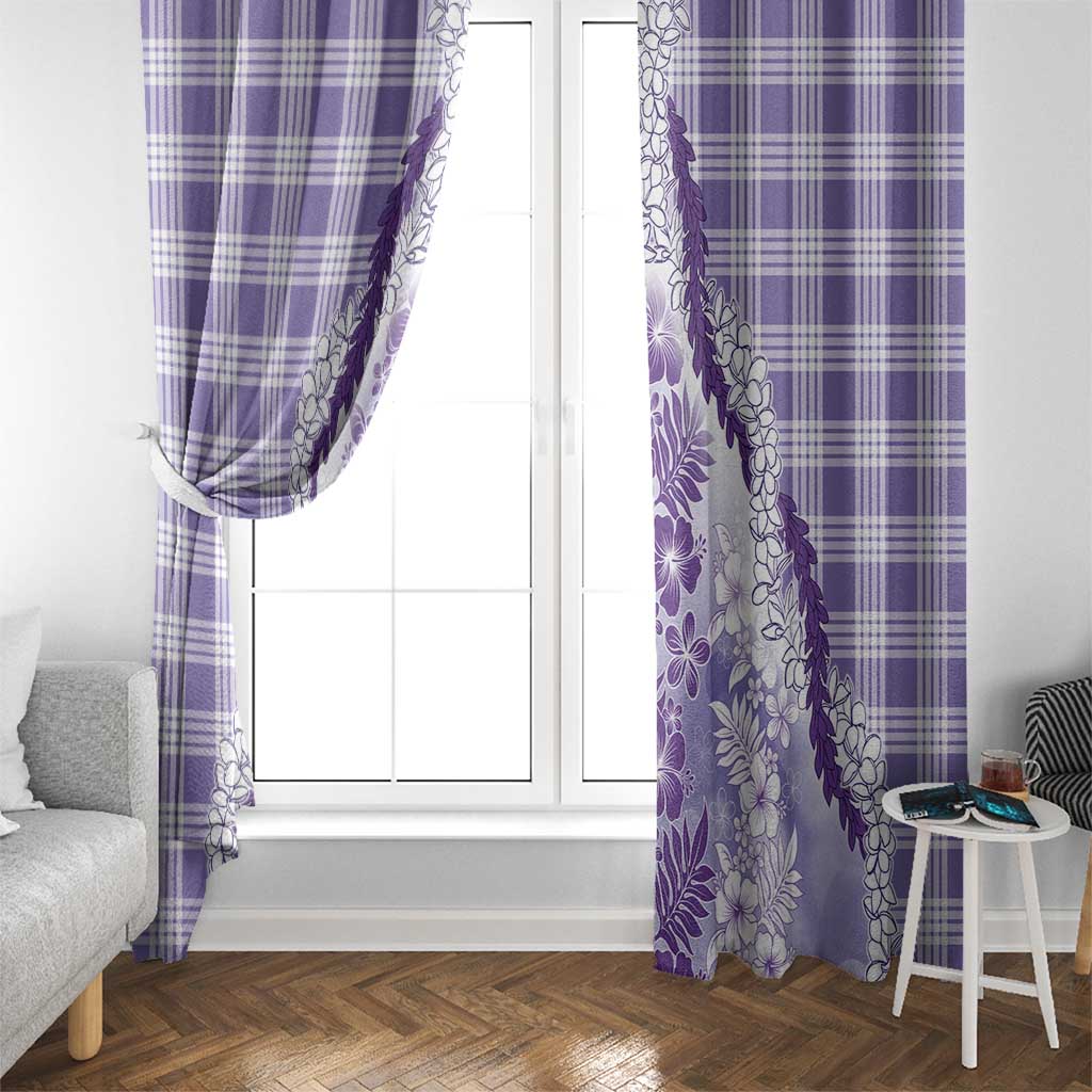 Aloha Hawaii Palaka Window Curtain Purple Plumeria Lei - Polynesian Pride