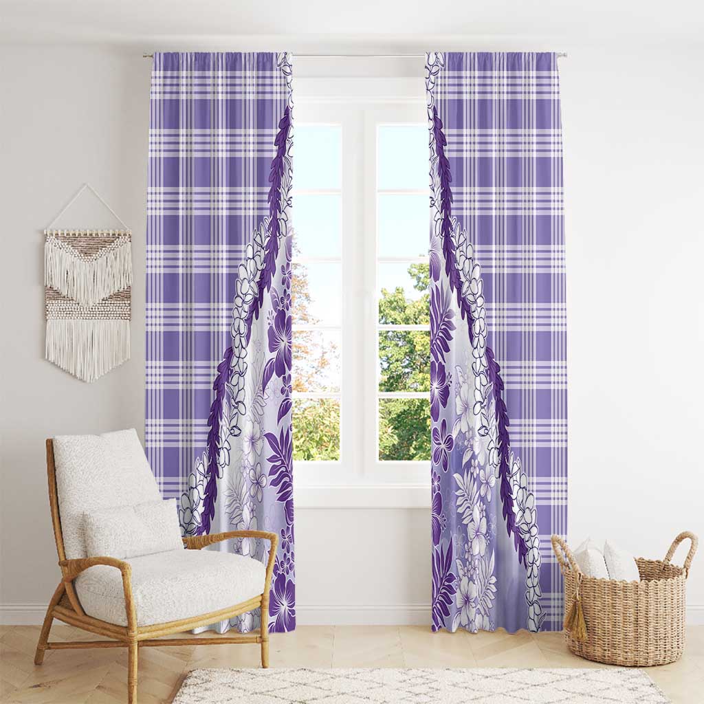 Aloha Hawaii Palaka Window Curtain Purple Plumeria Lei - Polynesian Pride