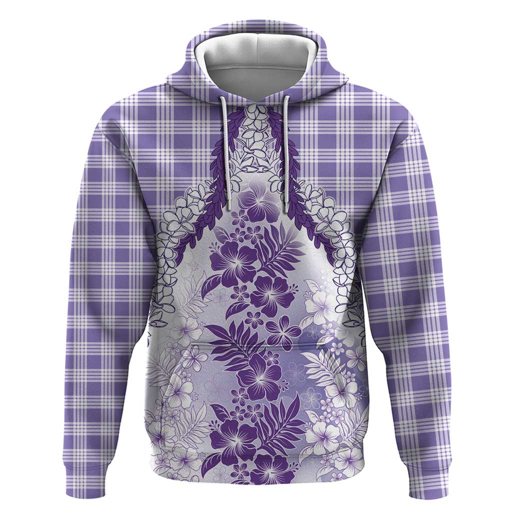 Aloha Hawaii Palaka Zip Hoodie Purple Plumeria Lei LT05 Pullover Hoodie Purple - Polynesian Pride