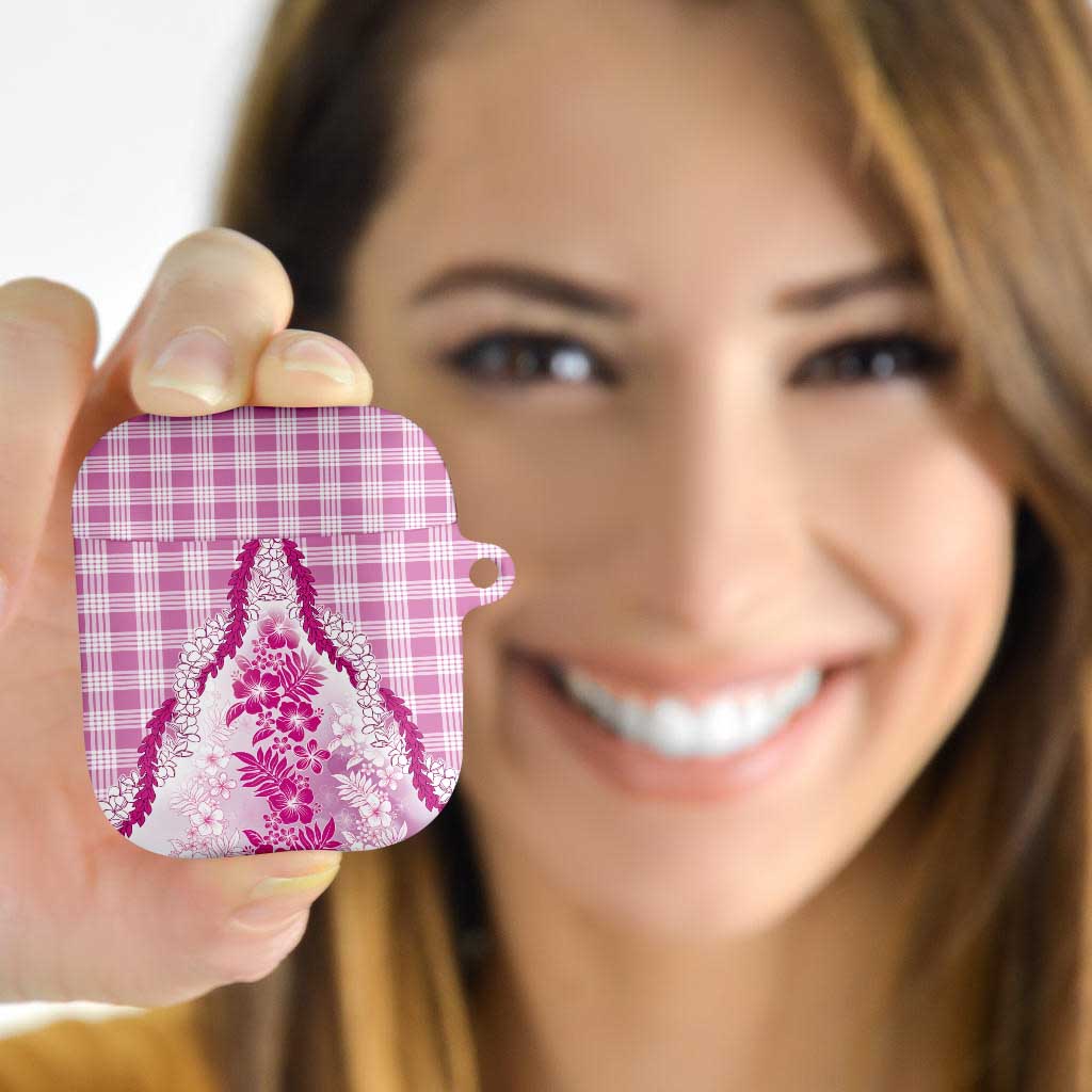 Aloha Hawaii Palaka AirPods Case Pink Plumeria Lei - Polynesian Pride