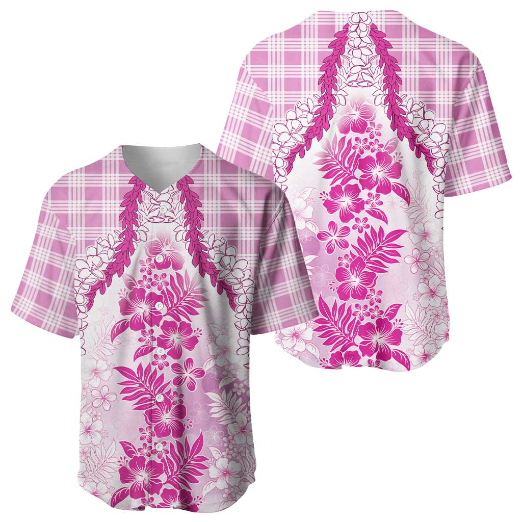 Aloha Hawaii Palaka Baseball Jersey Pink Plumeria Lei - Polynesian Pride