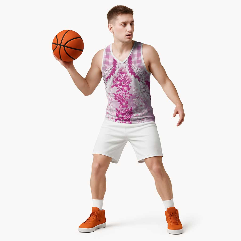 Aloha Hawaii Palaka Basketball Jersey Pink Plumeria Lei - Polynesian Pride