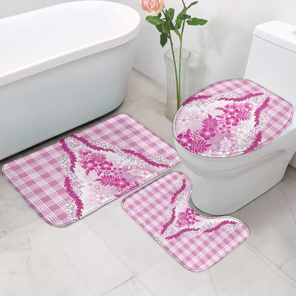 Aloha Hawaii Palaka Bathroom Set Pink Plumeria Lei - Polynesian Pride