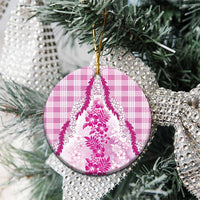 Aloha Hawaii Palaka Ceramic Ornament Pink Plumeria Lei - Polynesian Pride
