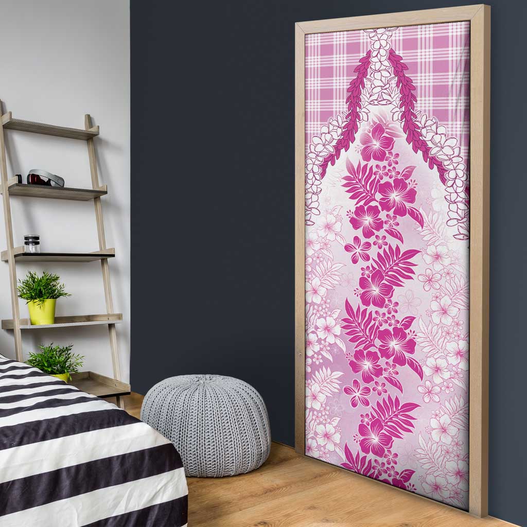 Aloha Hawaii Palaka Door Cover Pink Plumeria Lei - Polynesian Pride
