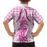 Aloha Hawaii Palaka Family Matching Mermaid Dress and Hawaiian Shirt Pink Plumeria Lei LT05 - Polynesian Pride