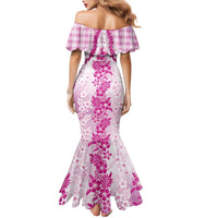 Aloha Hawaii Palaka Family Matching Mermaid Dress and Hawaiian Shirt Pink Plumeria Lei LT05 - Polynesian Pride